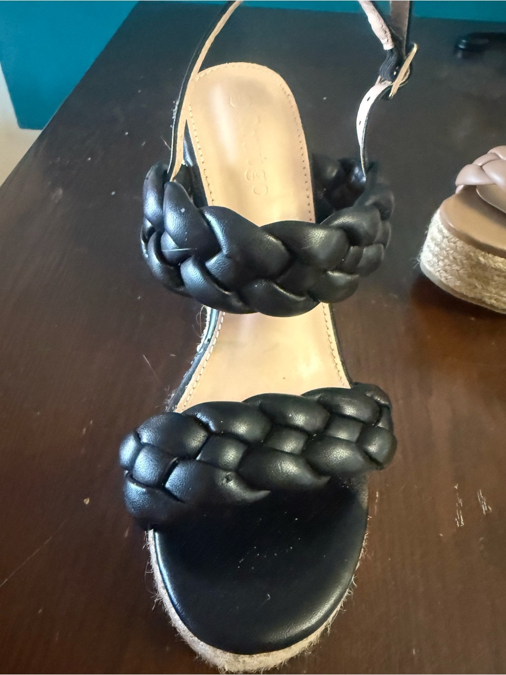 Braided Black 5" Wedge Sandal - Women very good condition size 6